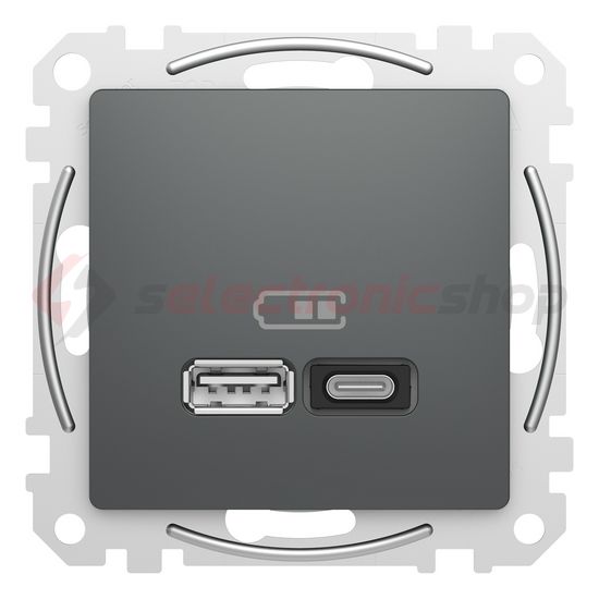 SednaÚj USB töltőaljzat A+C 2-ki 3000mA-max. 5V süllyesztett antracit Schneider - SDD114404