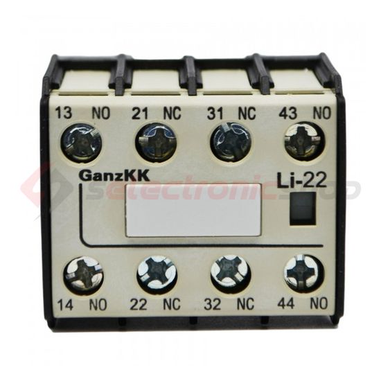 Segédérintkező blokk DIL-K15...18-hoz 2v 2z 2ny 6A/AC15/230V rádugható csavaros LI-22 Ganz KK - 202-4526-001