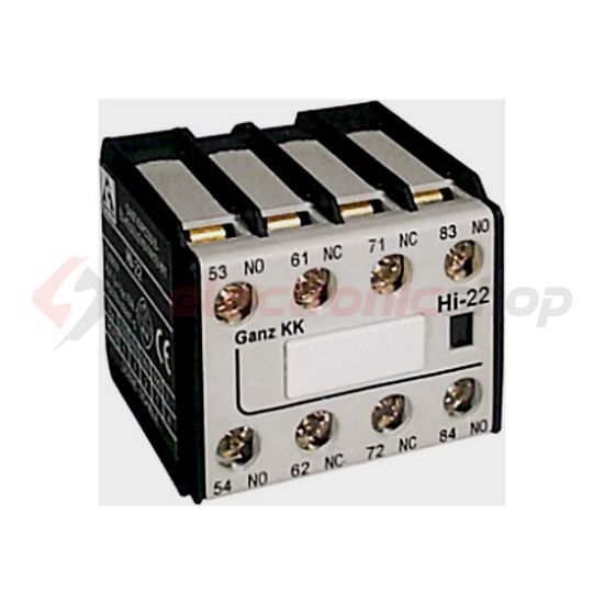 Segédérintkező blokk DIL-K4...11-hez 2v 2z 2ny 6A/AC15/230V rádugható csavaros HI-22 Ganz KK - 202-4525-001