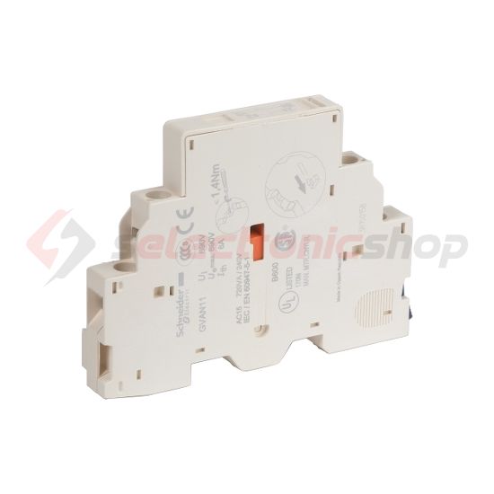 Segédérintkező blokk GV2ME-hez oldalra rádugható 1-z 1-ny 3.3A/AC15/230V TeSys GV-AN Schneider - GVAN11