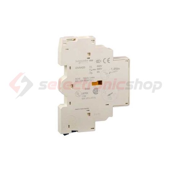 Segédérintkező blokk GV2ME-hez oldalra rádugható 2-z 3.3A/AC15/230V TeSys GV-AN Schneider - GVAN20