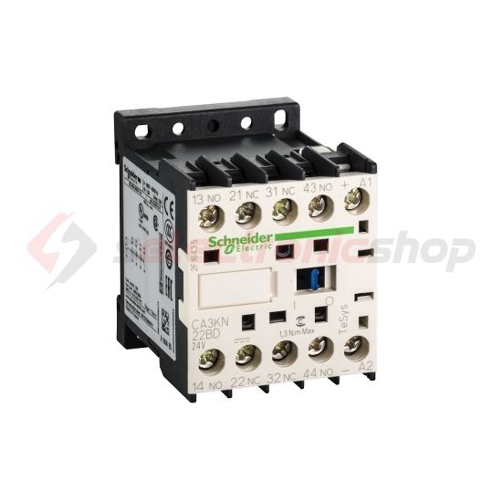 Segédkontaktor (s.kapcsoló) 10A/400V 2-z 2-ny 24VDC kalapsín/csavaros TeSys CA3-KN Schneider - CA3KN22BD