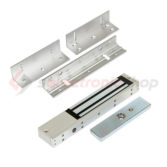 Síkmágnes Z-L konzol-szettel 12/24VDC 1800N-hatóerő szögletes falonkívüli alumínium OVERGATE - KIT-ZOA-180