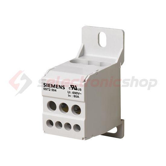 Sorkapoc elosztóblokk 1P 1x16mm2/8x10mm2 DIN-sínre 80A 5ST SIEMENS - 5ST2504