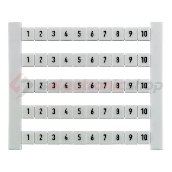 Sorkapocsjelölő lap 1-10 vízszintes fehér 5mm-modultáv DEK 5 FWZ 1-10 Weidmüller - 0523060001