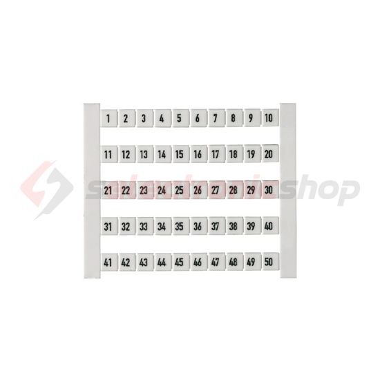 Sorkapocsjelölő lap 1-50 vízszintes fehér 5mm-modultáv DEK 5 FW 1-50 Weidmüller - 0473460001