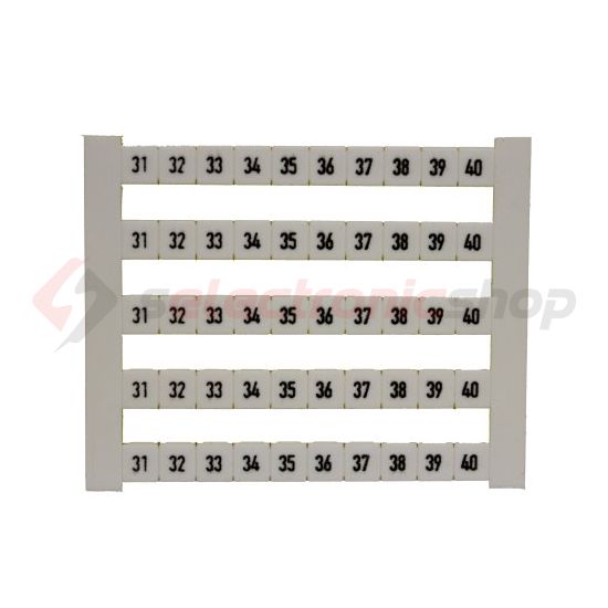 Sorkapocsjelölő lap 31-40 vízszintes fehér 5mm-modultáv DEK 5 FWZ 31-40 Weidmüller - 0523060031