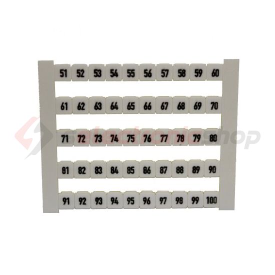 Sorkapocsjelölő lap 51-100 vízszintes fehér 5mm-modultáv DEK 5 FW 51-100 Weidmüller - 0473460051