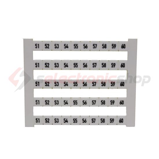 Sorkapocsjelölő lap 51-60 vízszintes fehér 5mm-modultáv DEK 5 FWZ 51-60 Weidmüller - 0523060051