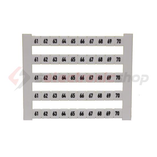 Sorkapocsjelölő lap 61-70 vízszintes fehér 5mm-modultáv DEK 5 FWZ 61-70 Weidmüller - 0523060061