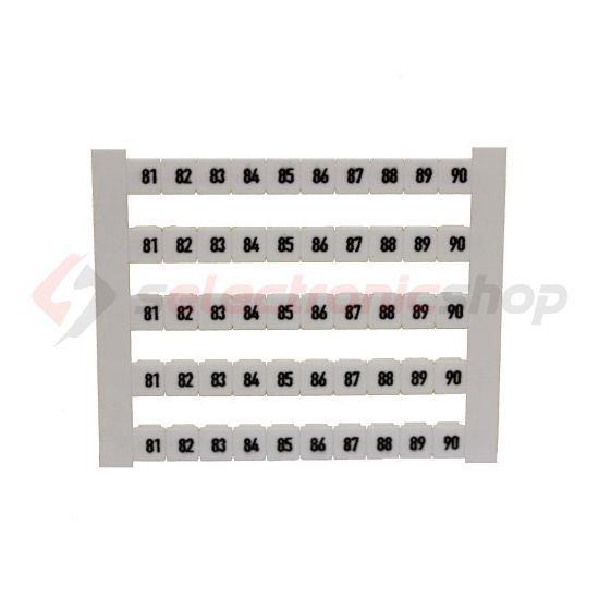 Sorkapocsjelölő lap 81-90 vízszintes fehér 5mm-modultáv DEK 5 FWZ 81-90 Weidmüller - 0523060081