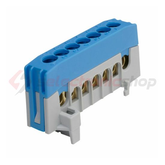 Sorkapocssín 63A kék érintésvédett 1P csavaros 7csatl./16mm2 kalapsínre N7-F2 Pollmann - 2020266