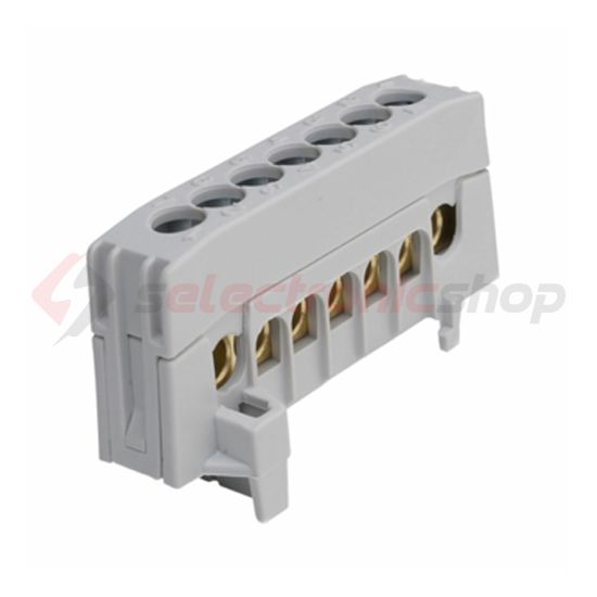 Sorkapocssín 63A szürke érintésvédett 1P csavaros 7csatl./16mm2 kalapsínre A7-F2 Pollmann - 2020268