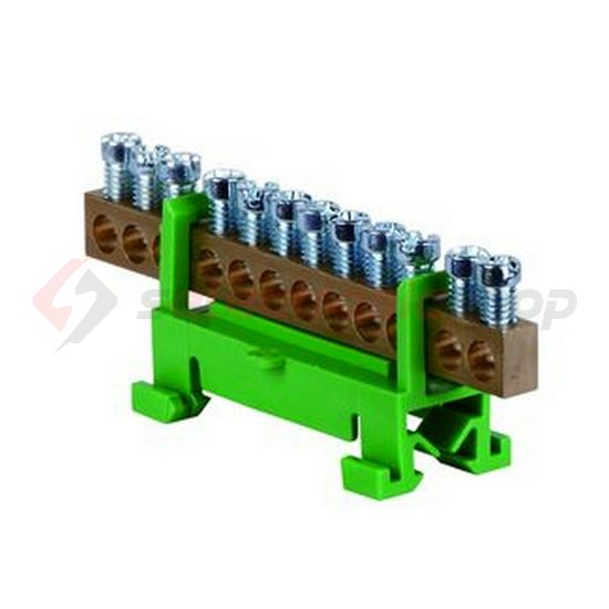 Sorkapocssín 63A zöld 1P csavaros 12csatl./16mm2 kalapsínre N/PE12 Pollmann - 2020207