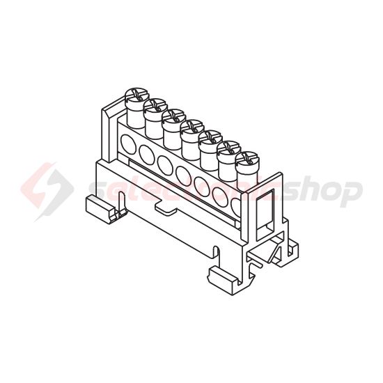 Sorkapocssín 63A zöld 1P csavaros 7csatl./16mm2 kalapsínre N/PE7 Pollmann - 2020206