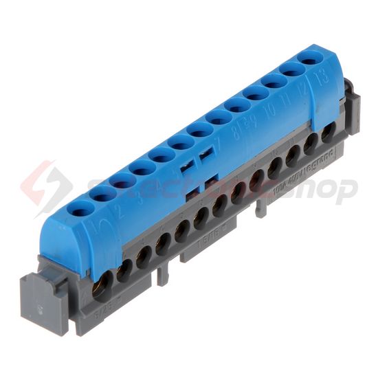 Sorkapocssín N szigetelt 1x6-25+12x1,5-16mm2 kék 100A réz kezeletlen Lexic LEGRAND - 004844