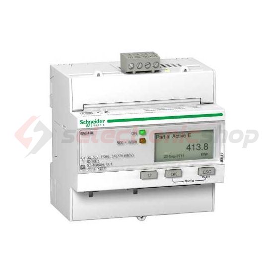 Sorolható fogyasztásmérő 3F LCD 63A direkt elektronikus 173-480V 480V/ 5M Acti9 iEM Schneider - A9MEM3150