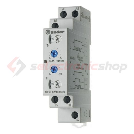 Sorolható időrelé 0,1s-1nap 1-v 12-240V50Hz 16A 12-240VDC 80.91.0.240.0000 FINDER - 809102400000
