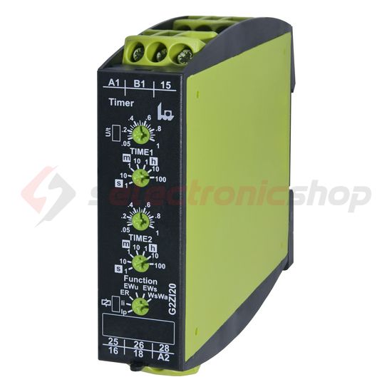 Sorolható időrelé 8-funkciós 0,05s–100h 2-v 12-240V50Hz 12-240VDC Gamma G2ZI20 Tele-Haase - 120501