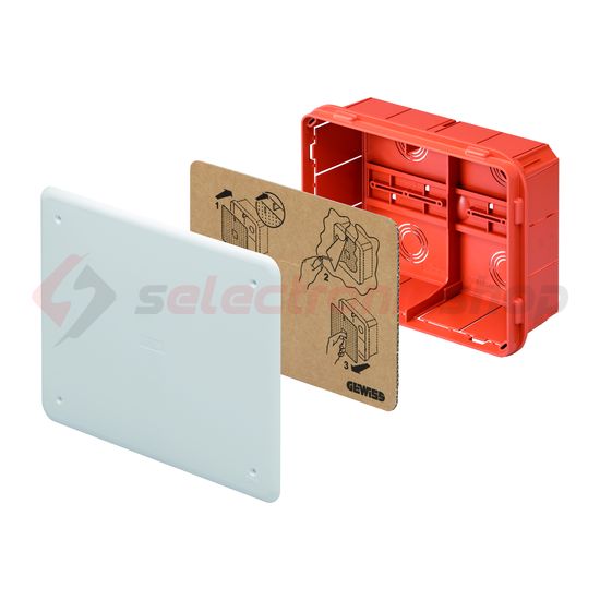 Süllyesztett kötő-/szerelvénydoboz DIN-sínnel téglalap 196mm x 152mm x műanyag piros 48PT GEWISS - GW48006