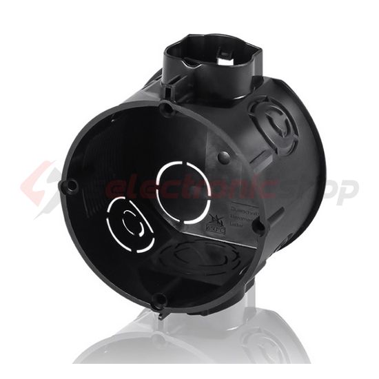 Süllyesztett szerelvénydoboz 1-es kerek 80mm 65mm-átmérő fekete műanyag E106M25 F-TRONIC - 7310129