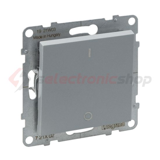Suno 102 2P kapcsoló (O-I) 102 2P kapcsoló betét közp. fedéllel alumínium süllyesztett LEGRAND - 721302