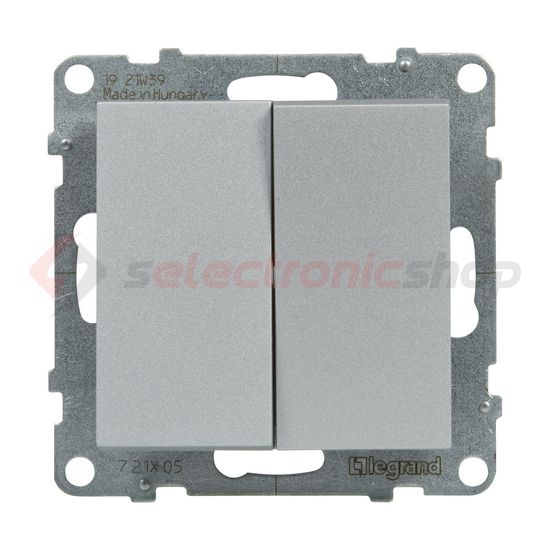 Suno 105 2x1P csillárkapcsoló 101 1P kapcsoló betét közp. fedéllel alumínium süllyesztett LEGRAND - 721305