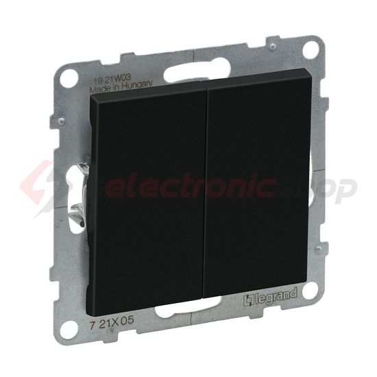 Suno 105 2x1P csillárkapcsoló 101 1P kapcsoló betét közp. fedéllel fekete süllyesztett LEGRAND - 721405