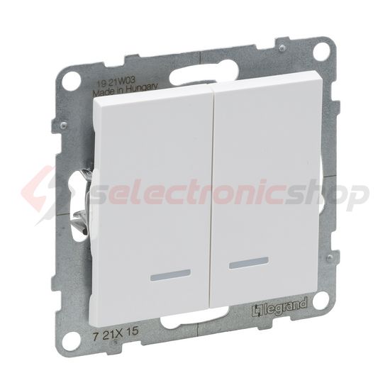 Suno 105 2x1P csillárkapcsoló +jelzőfény 101 1P kapcsoló betét közp. fedéllel fehér rugós LEGRAND - 721115