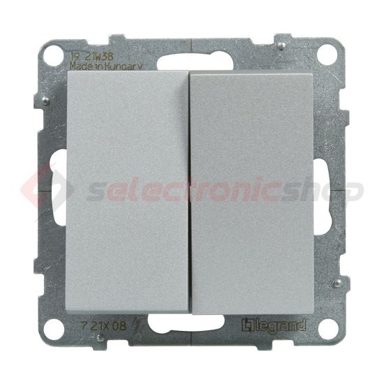 Suno 106+6 kettős váltókapcsoló 106+6 kettős váltókapcsoló betét közp. fedéllel alumínium LEGRAND - 721308