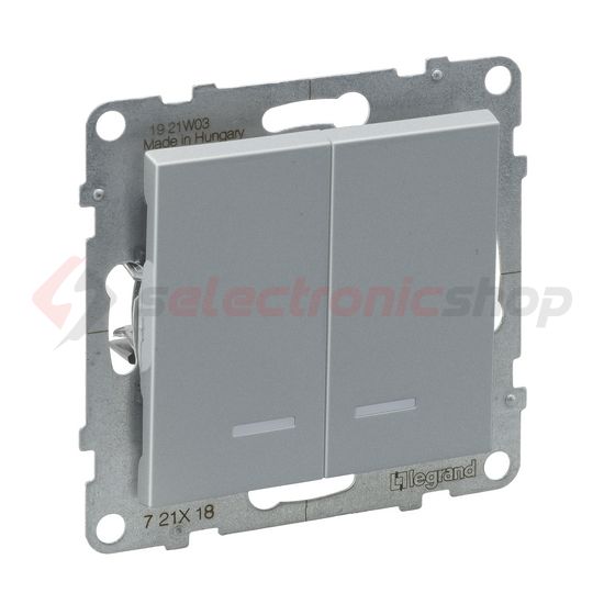 Suno 106+6 kettős váltókapcsoló +jelzőfény 106+6 kettős váltókapcsoló alumínium rugós LEGRAND - 721318