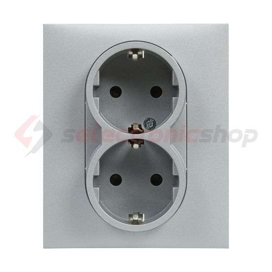 Suno 162/2 dugalj földelt gyerekzárral alumínium IP20 süllyesztett rugós LEGRAND - 721326