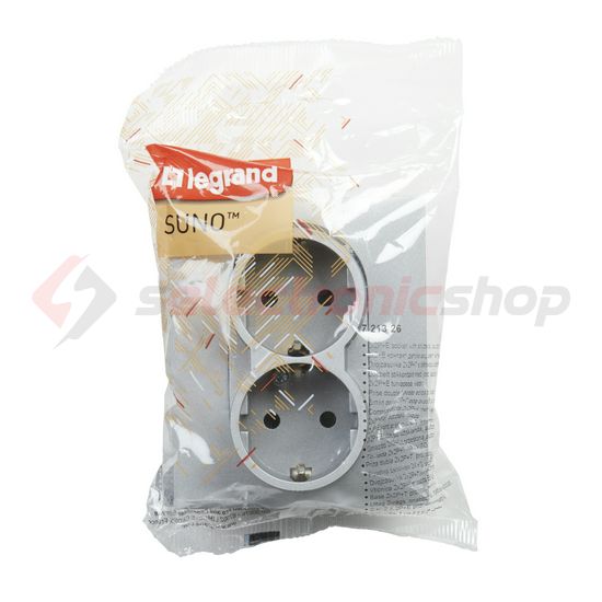 Suno 162/2 dugalj földelt gyerekzárral alumínium IP20 süllyesztett rugós LEGRAND - 721326