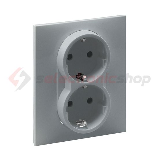 Suno 162/2 dugalj földelt gyerekzárral alumínium IP20 süllyesztett rugós LEGRAND - 721326