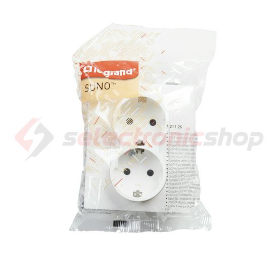 Suno 162/2 dugalj földelt gyerekzárral fehér IP20 süllyesztett rugós LEGRAND - 721126