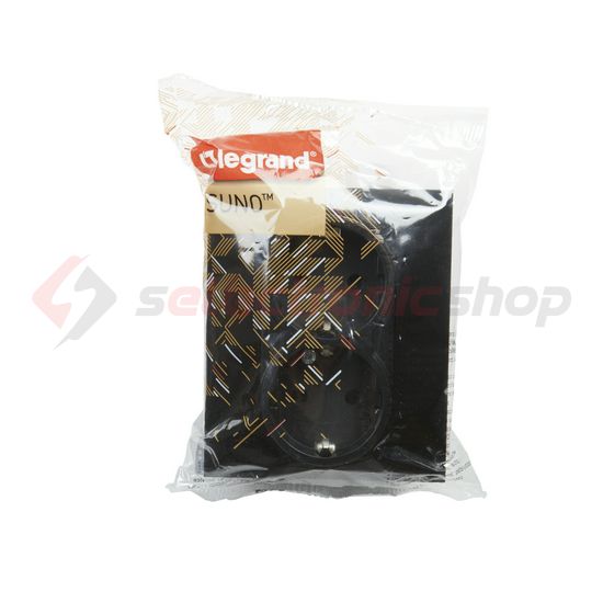 Suno 162/2 dugalj földelt gyerekzárral fekete IP20 süllyesztett rugós LEGRAND - 721426