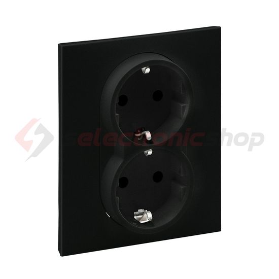 Suno 162/2 dugalj földelt gyerekzárral fekete IP20 süllyesztett rugós LEGRAND - 721426