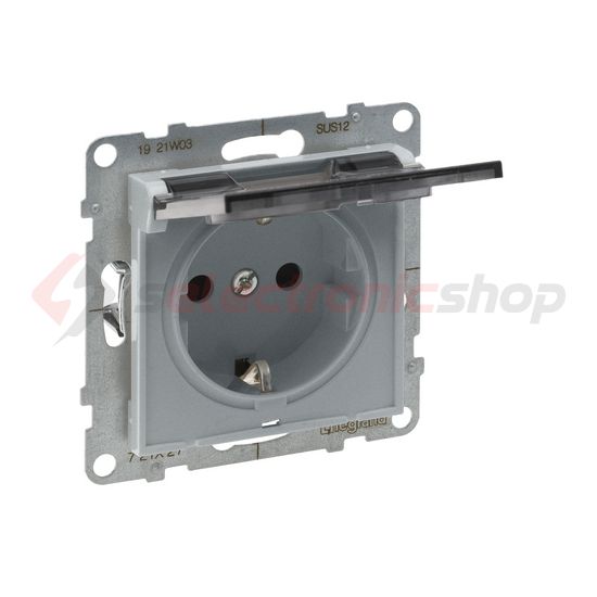 Suno 162 dugalj földelt csapófedéllel gyerekzárral alumínium IP21 süllyesztett rugós LEGRAND - 721327