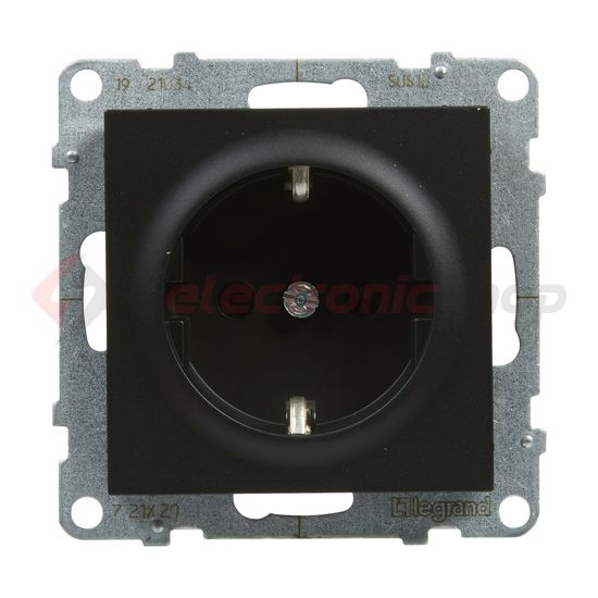 Suno 162 dugalj földelt gyerekzárral fekete IP20 süllyesztett rugós LEGRAND - 721420