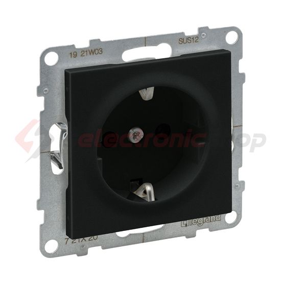 Suno 162 dugalj földelt gyerekzárral fekete IP20 süllyesztett rugós LEGRAND - 721420