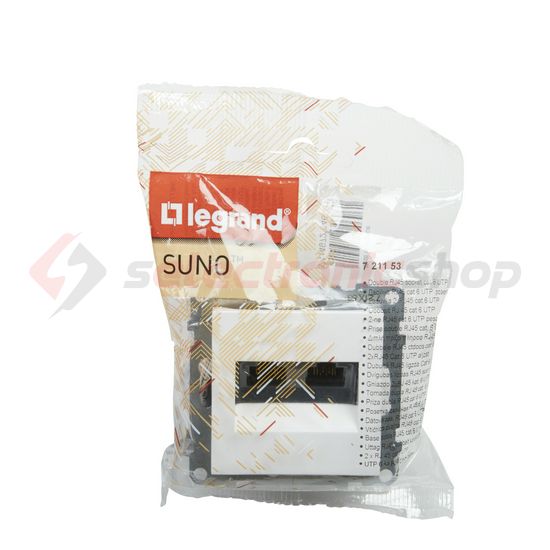 Suno adatcsatlakozó dugalj UTP 2xRJ45 8(8) Cat6 fehér LEGRAND - 721153