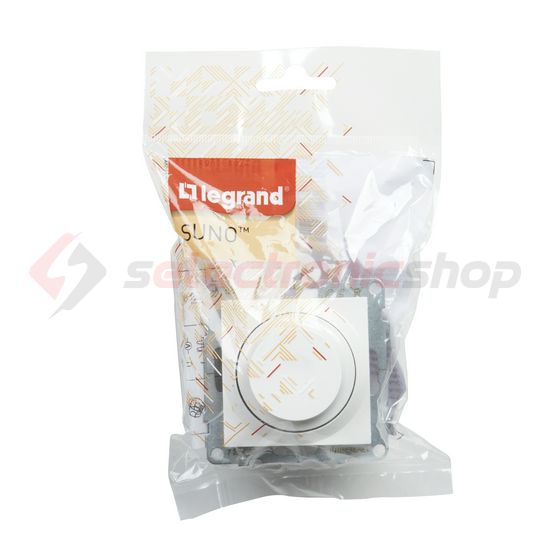 Suno fényerőszabályzó 2vez. betét közp. fedéllel forgatógomb fehér 5-300W süllyesztett LEGRAND - 721179