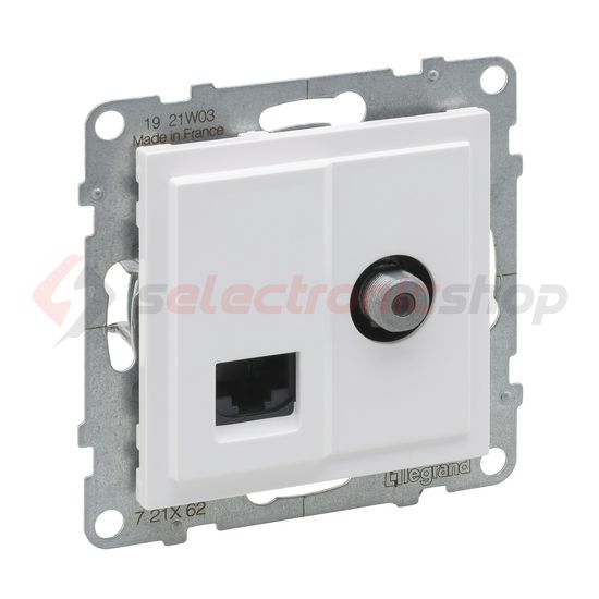 Suno TV (F) végzáró + adatcsatlakozó dugalj UTP RJ45 8(8) Cat6 fehér csavaros LEGRAND - 721162