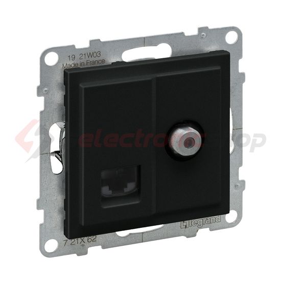 Suno TV (F) végzáró + adatcsatlakozó dugalj UTP RJ45 8(8) Cat6 fekete csavaros LEGRAND - 721462