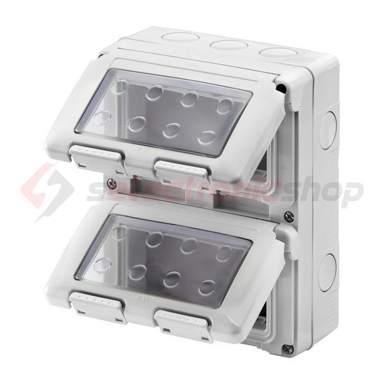 System szerelvénydoboz átlátszó ajtóval 2X4M 2-egység függőleges szürke műanyag 27Combi GEWISS - GW27051