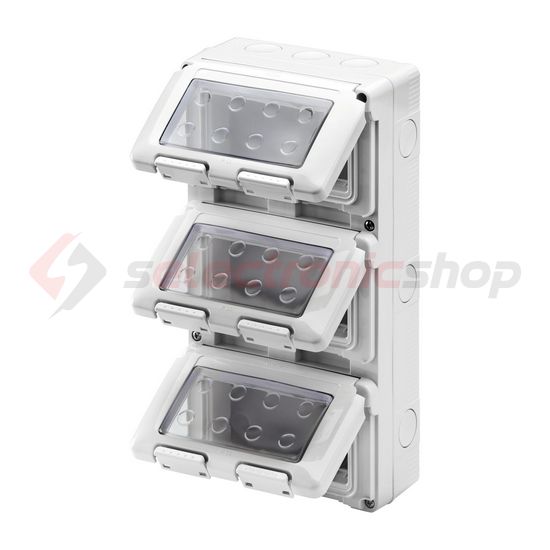 System szerelvénydoboz átlátszó ajtóval 3X4M 3-egység függőleges szürke műanyag 27Combi GEWISS - GW27052