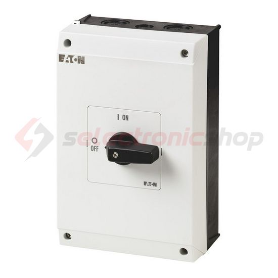Szakaszoló be-ki kapcsoló 63A 3P 30kW/400VAC-3 ráépíthető tokozott fekete P3-63/I4 EATON - 207356