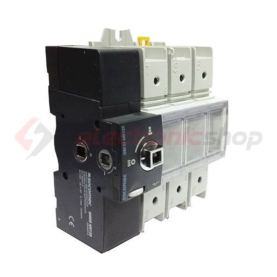 Szakaszoló be-ki kapcsoló alapkészülék 125A 3P ráépíthető sorolható fix Sirco MV SOCOMEC - 22003012