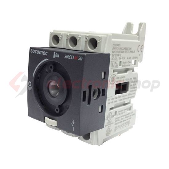 Szakaszoló be-ki kapcsoló alapkészülék 20A 3P ráépíthető sorolható fix Sirco M1 SOCOMEC - 22003001