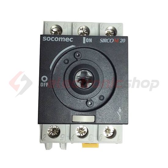 Szakaszoló be-ki kapcsoló alapkészülék 20A 3P ráépíthető sorolható fix Sirco M1 SOCOMEC - 22003001